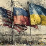 Three_flags_USA_Russia_Ukraine